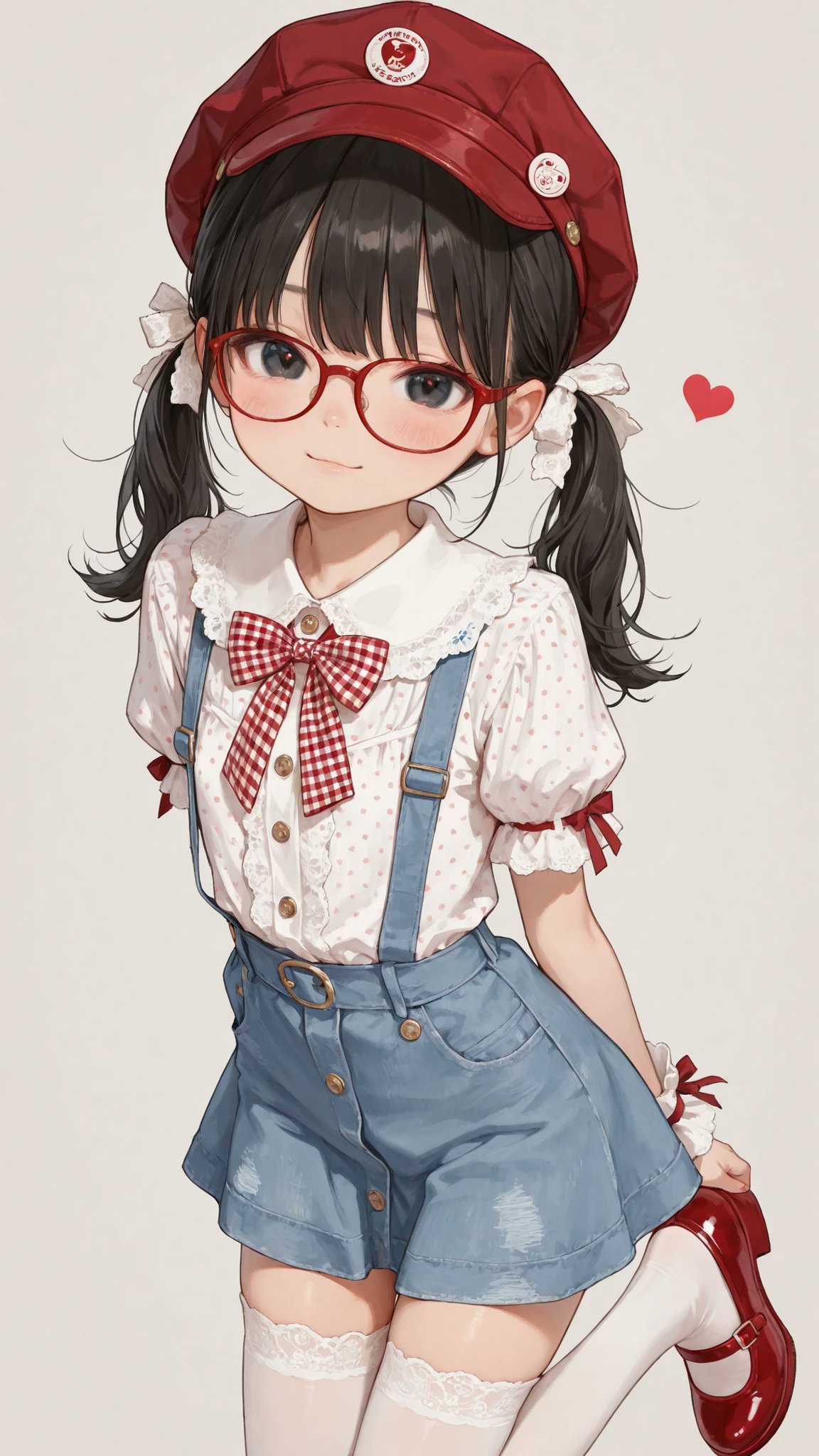 sweet himekaji inspired casual outfit, fitted deep red short sleeve top with tiny polka dot text... 3