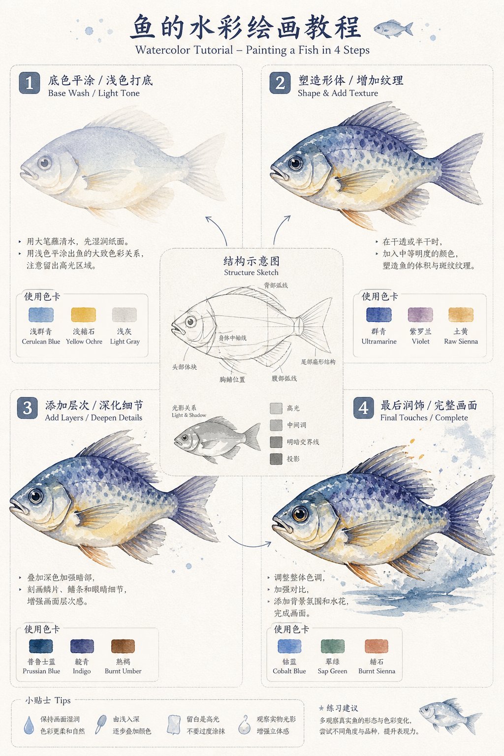 玫瑰水彩4步绘画教程海报设计 2