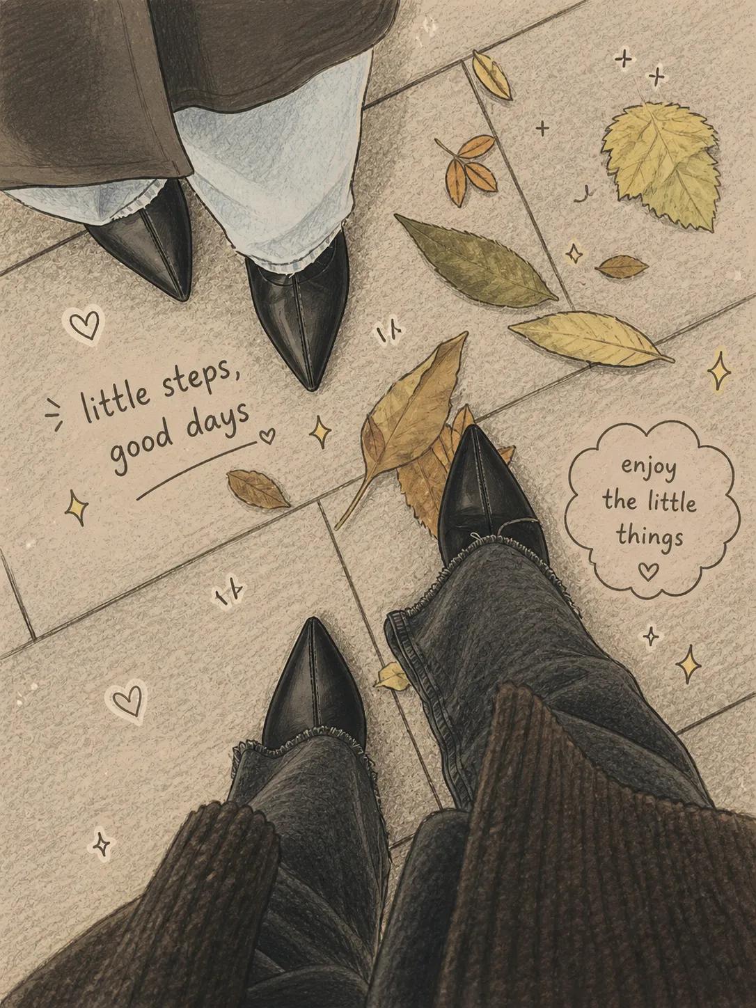 Autumn Park Girl and Pancake Breakfast Illustration Triptych 3