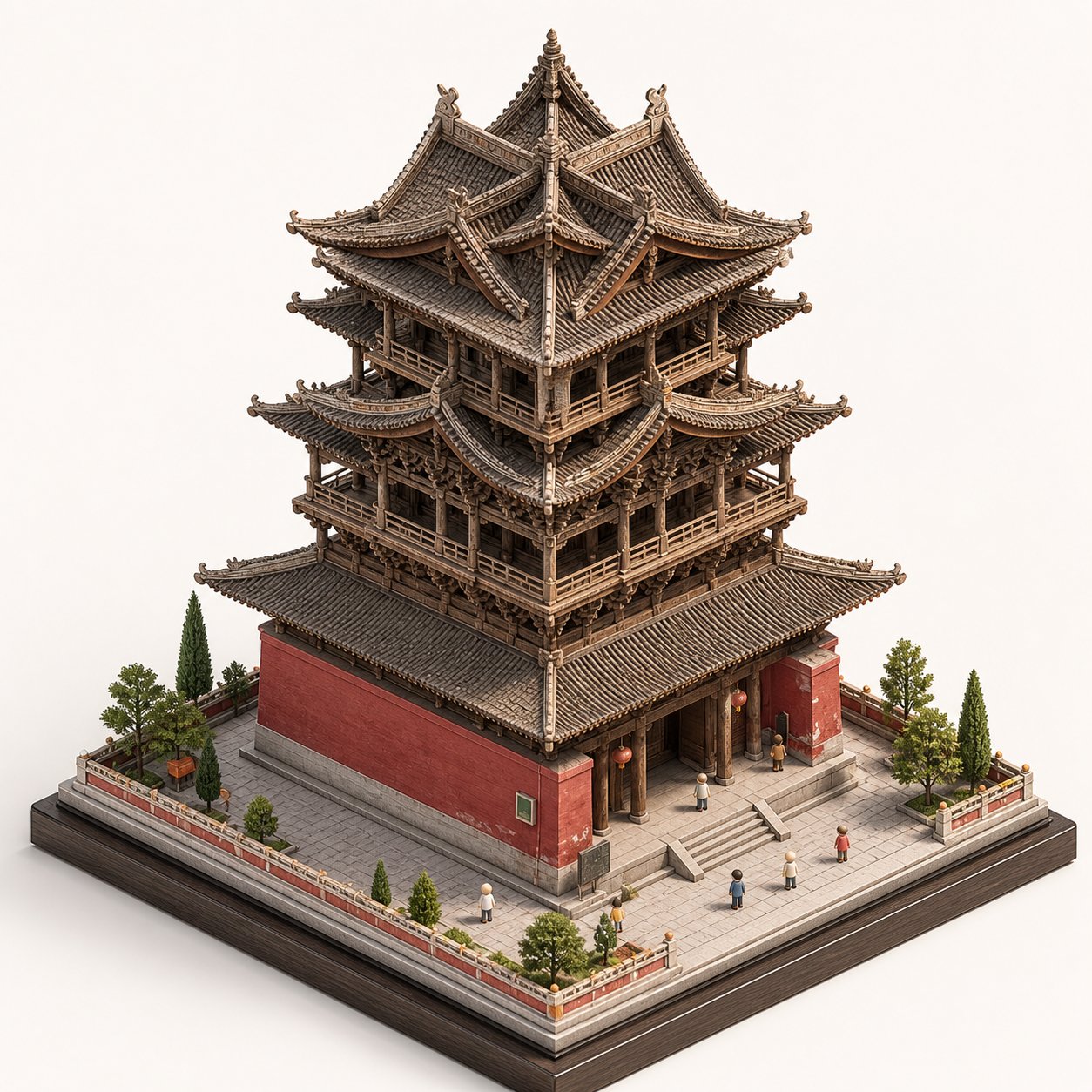 微缩3D建筑模型海报：飞云楼鹳雀楼岳阳楼黄鹤楼