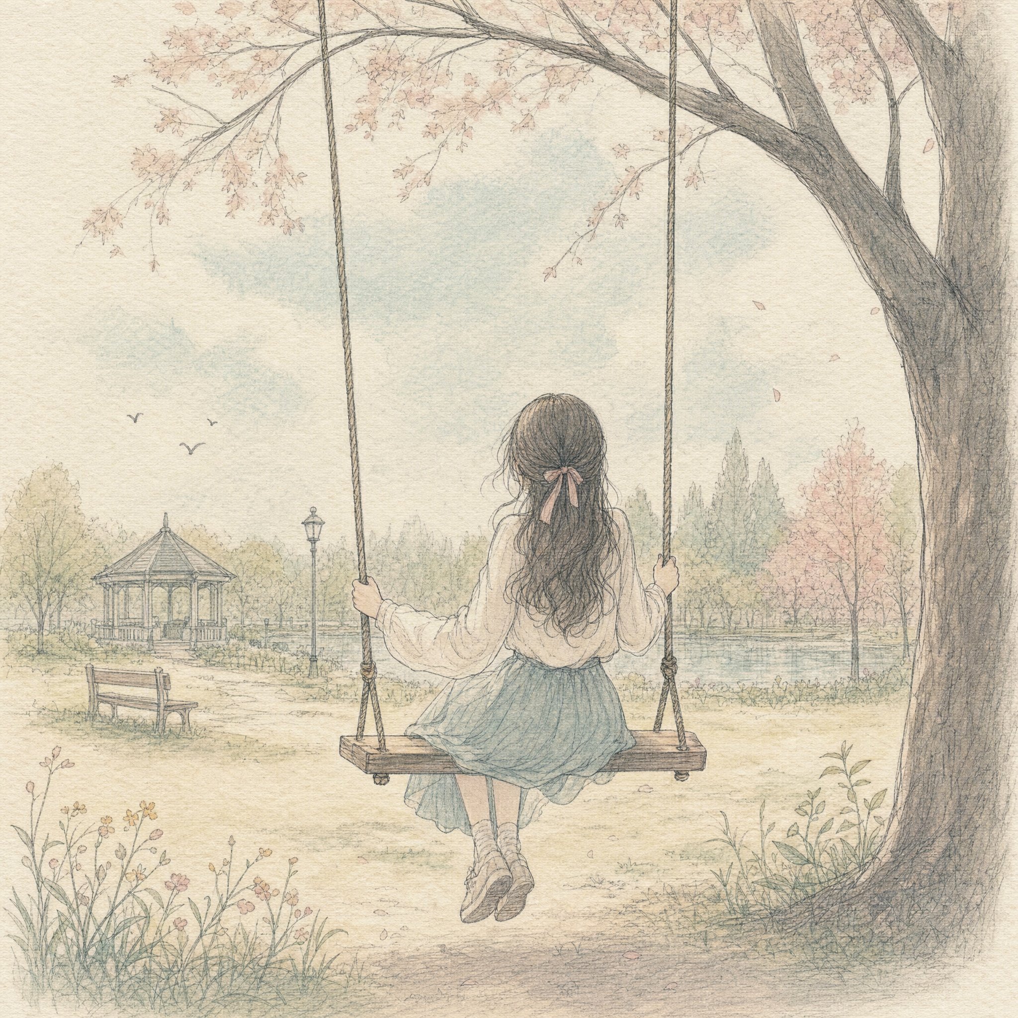 静默勾勒：柔和铅笔墨线插画 3