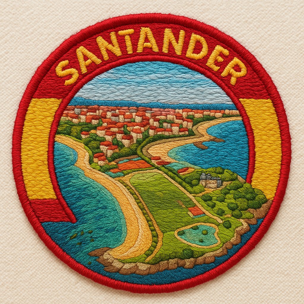 Photo of a city-themed embroidered sticker. 2