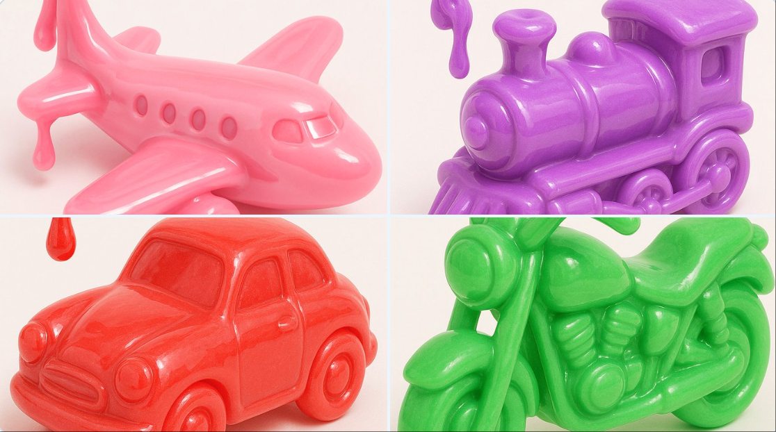 A toy transport truck made of slime.