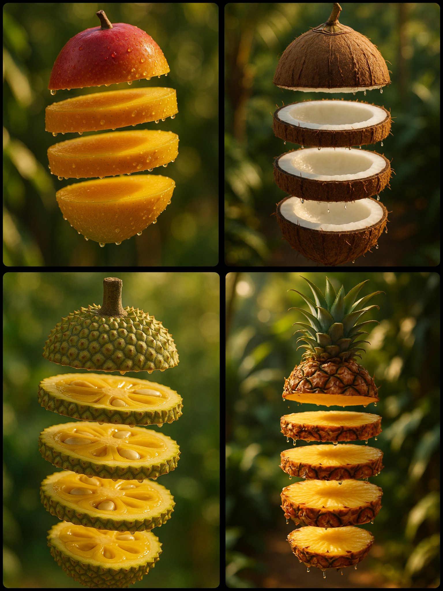 Create floating fruit slices.