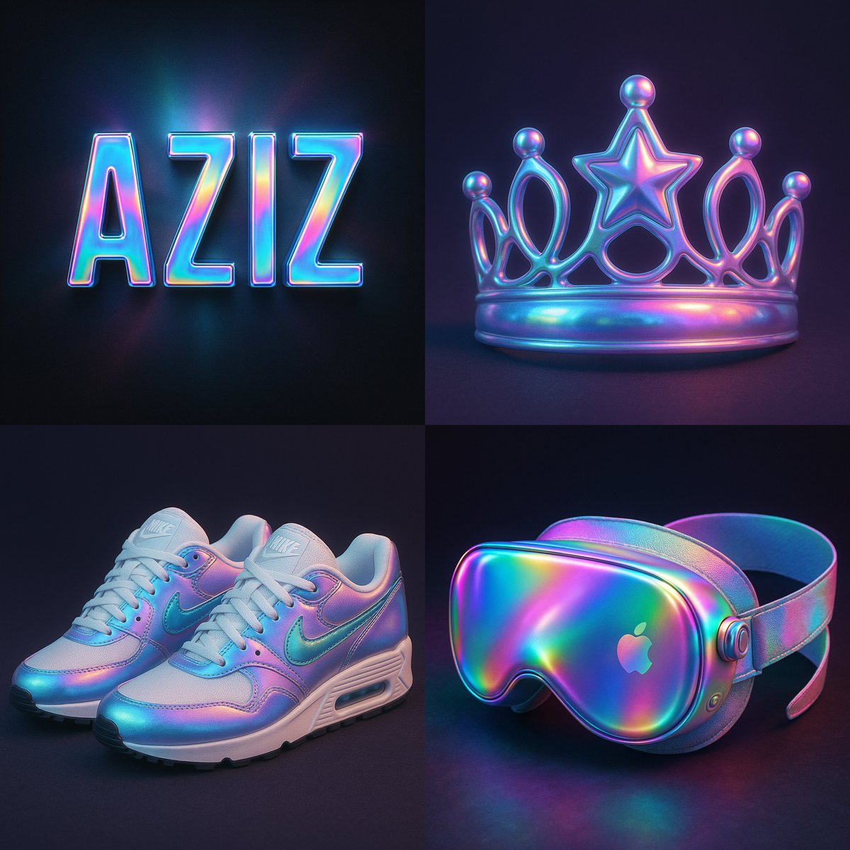 Holographic overlay effect with a rainbow gradient.