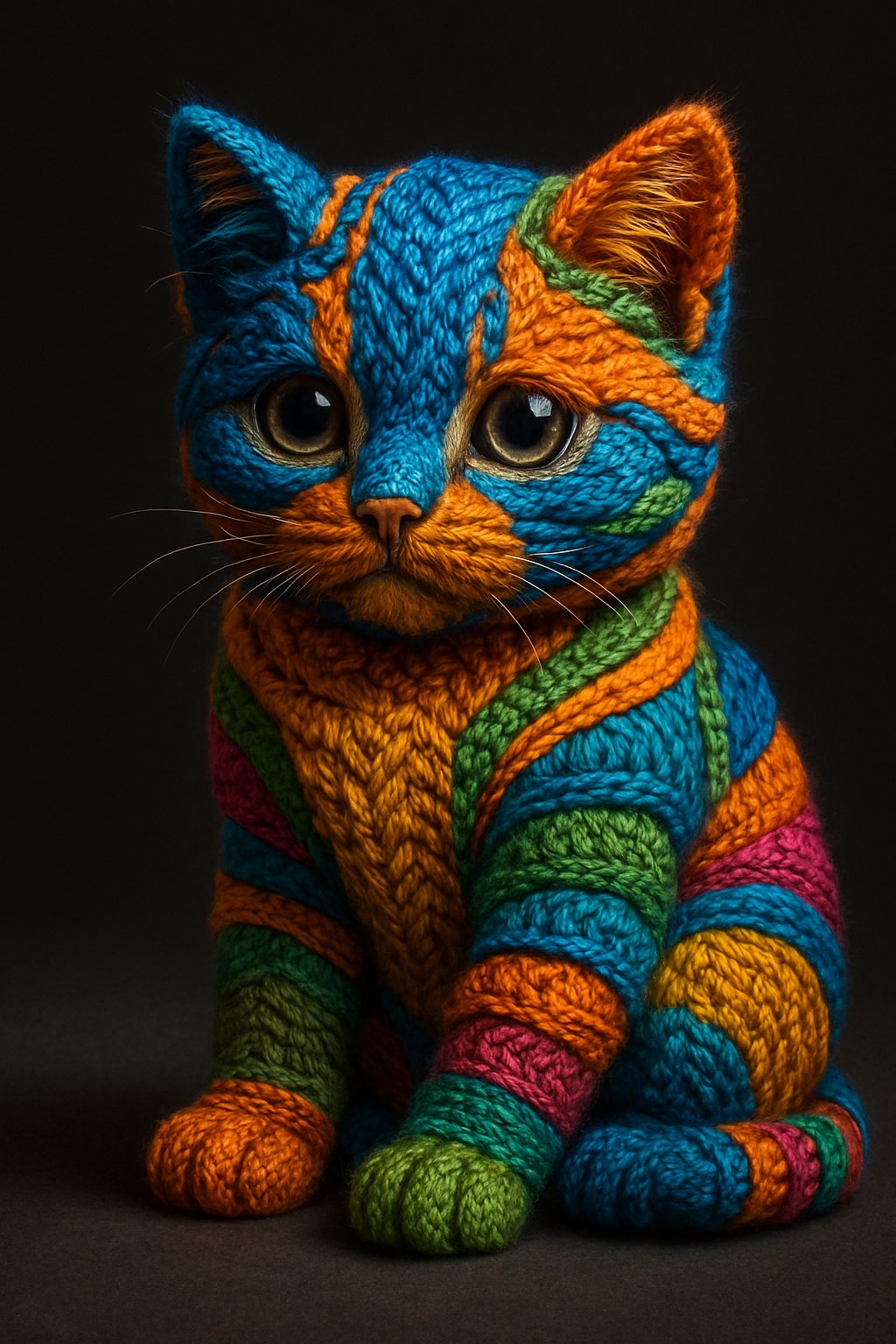 Multicolored knitting.