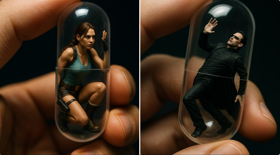 Tiny transparent capsules.