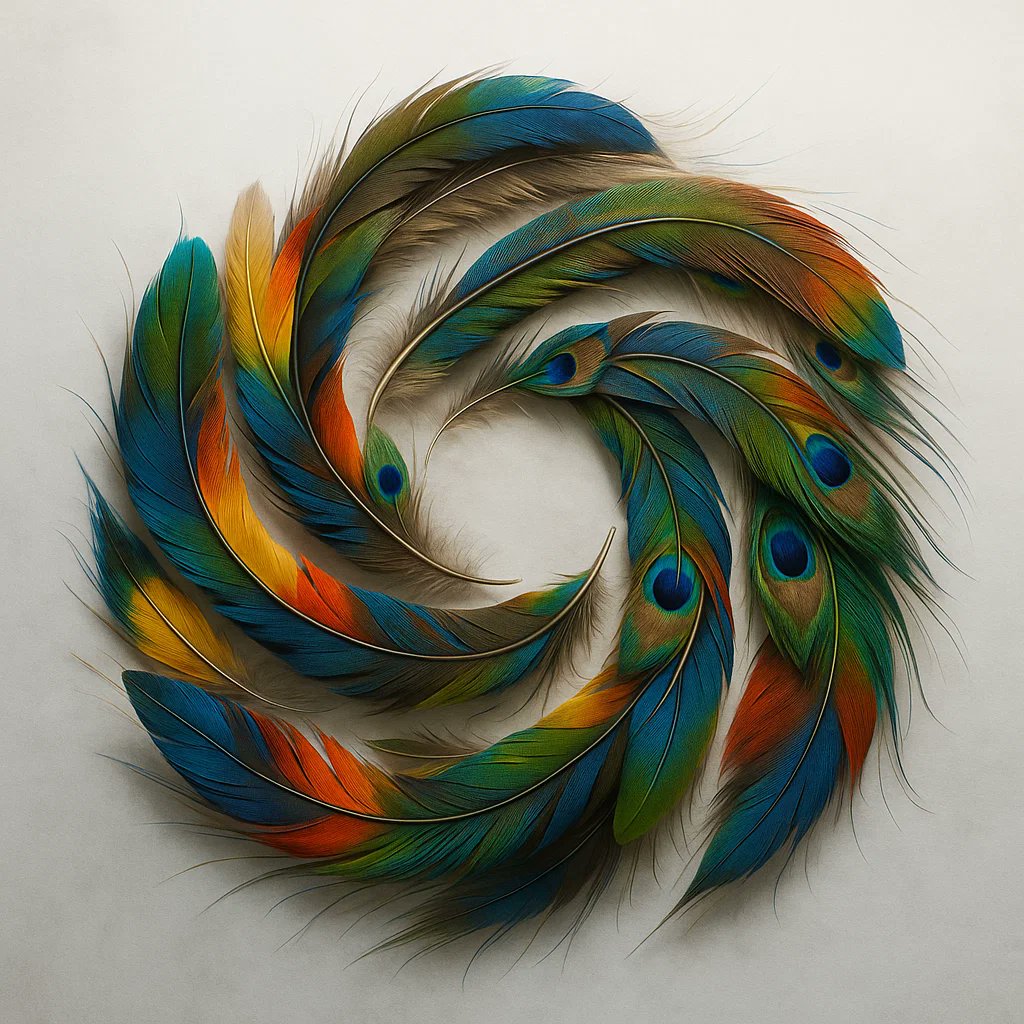 Logo made from bird feathers.