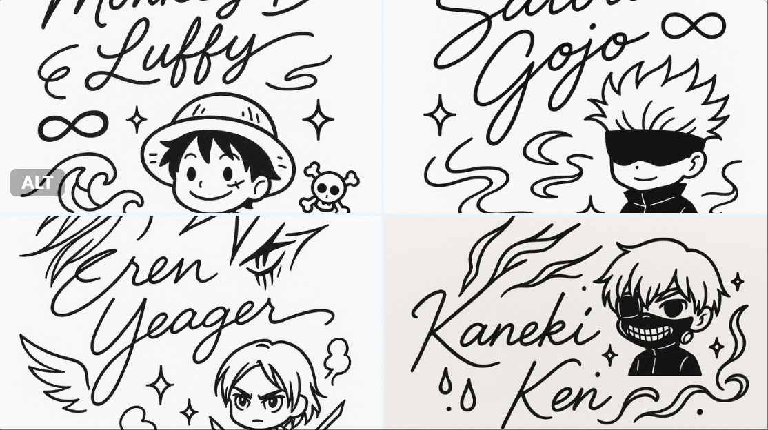 Create an anime-style signature for my beloved character.