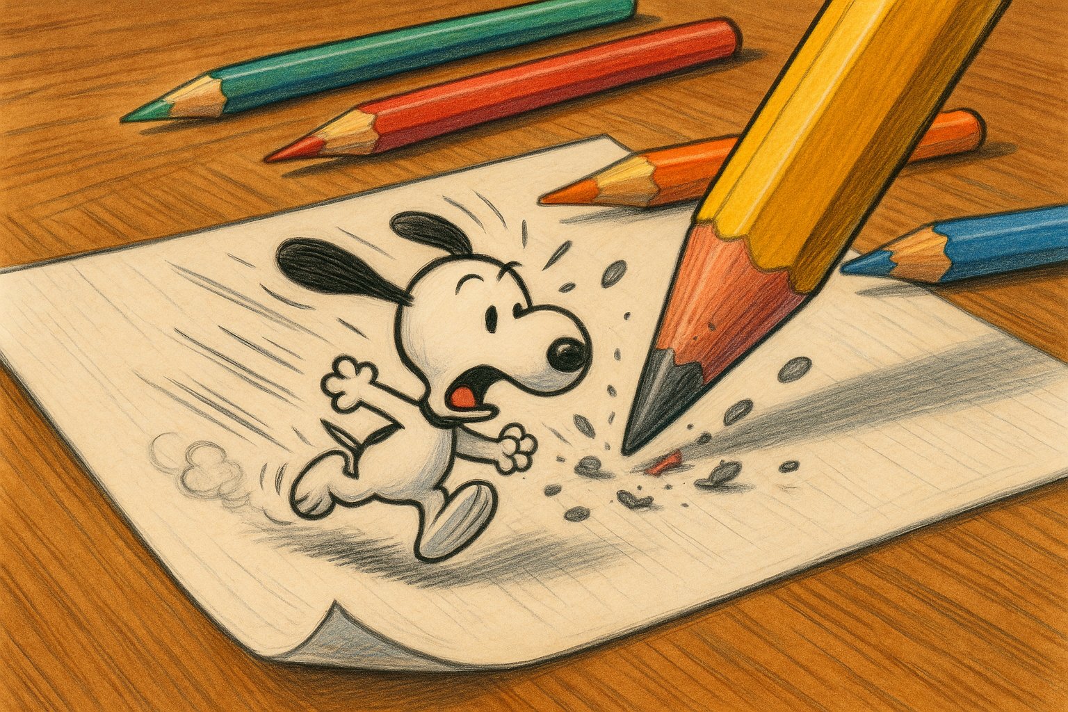 Little cartoon characters drawn on paper. 2
