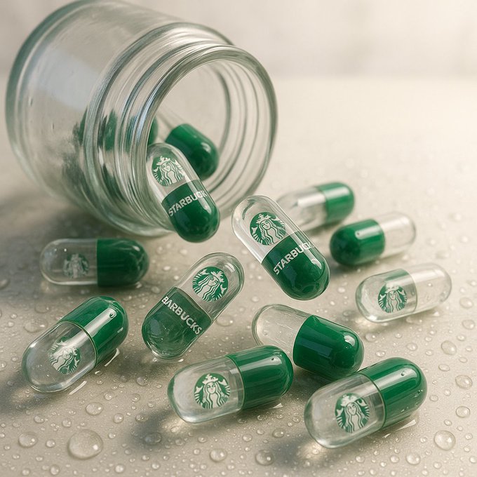 Capsules are pouring out of the transparent medicine bottle. 2