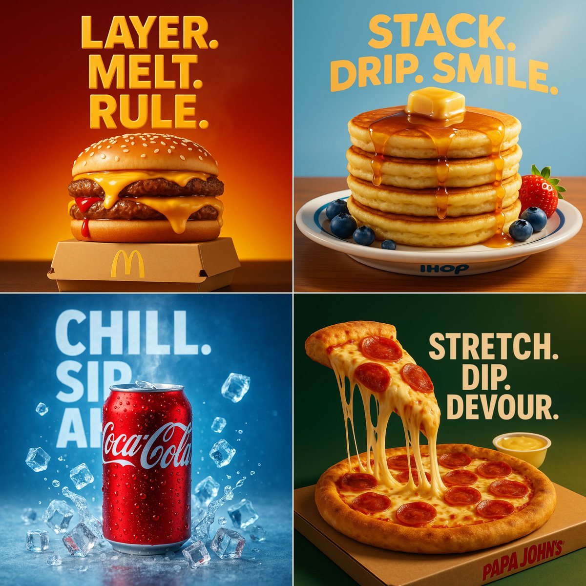 Hyper-realistic 3D food advertising.