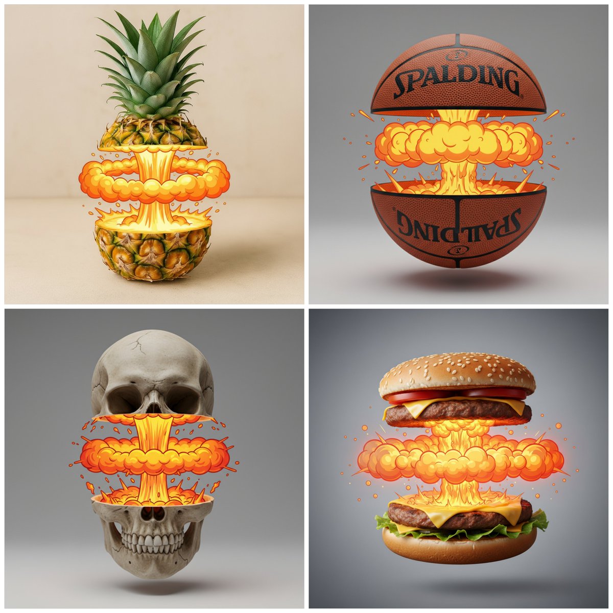 Cut out objects that feature cartoon explosions.
