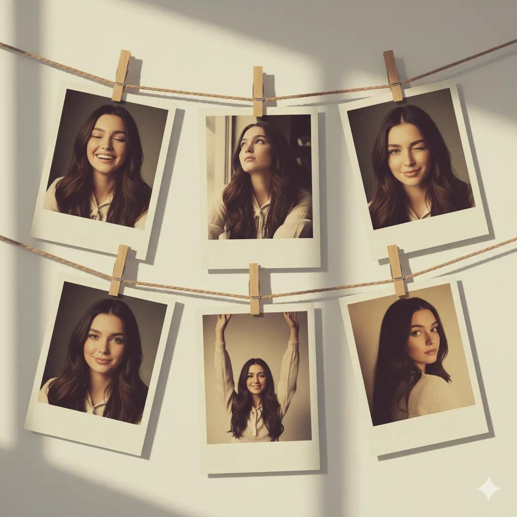 Six vintage Polaroid photos.