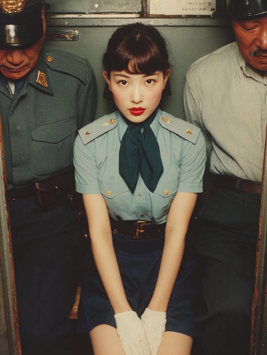 A woman sitting on the subway.
