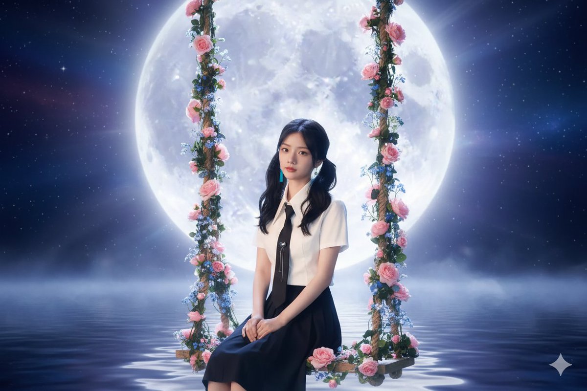 Photos of a swing under the Mid-Autumn Moon.
