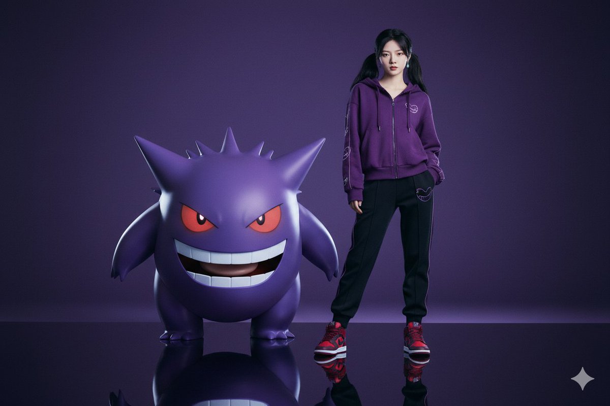 Characters and a giant Gengar