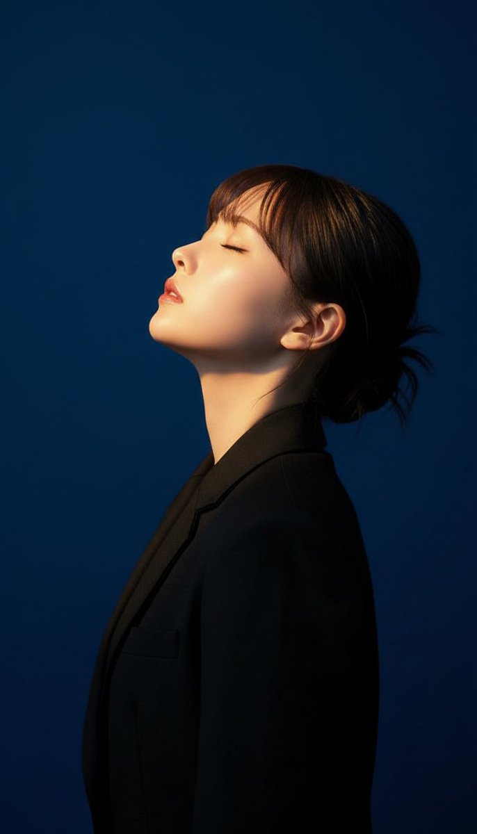 A cinematic portrait of a young woman in profile.