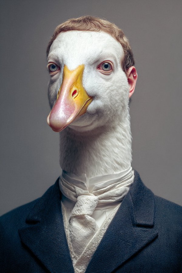 A highly detailed portrait of a person depicted as an animal.