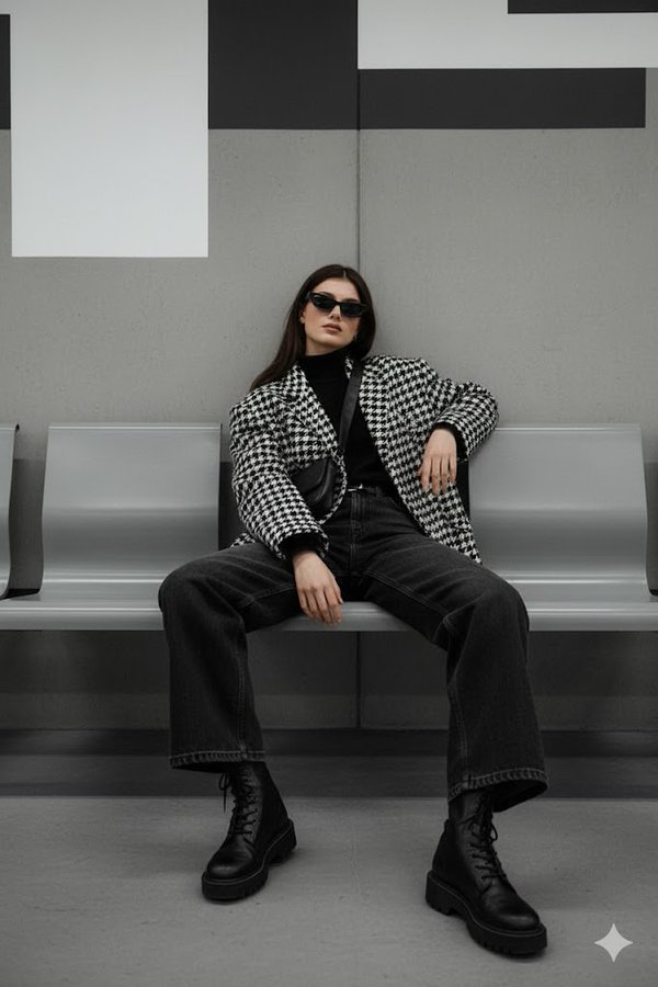 Sitting on a modern subway bench.