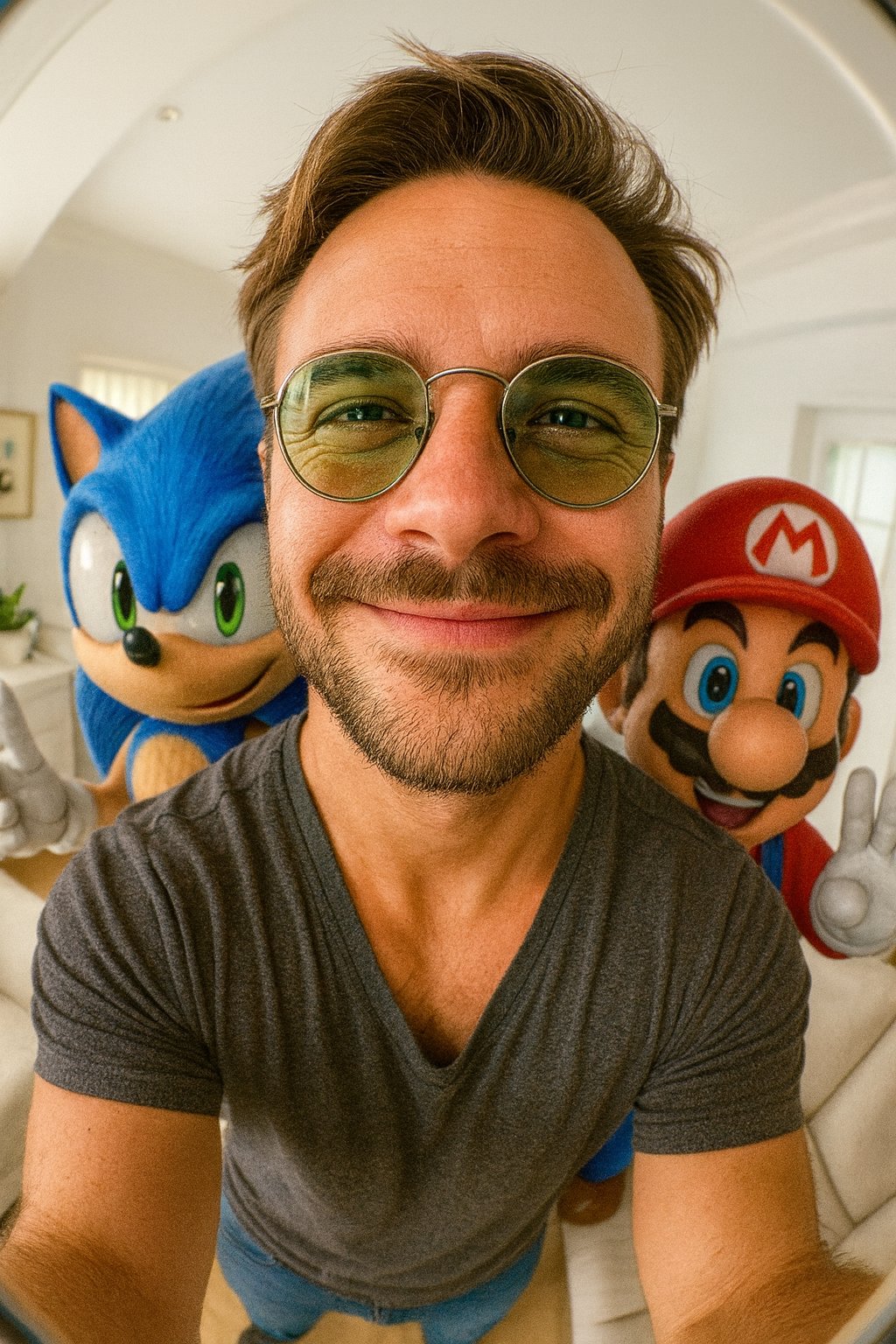 A photo with Sonic and Mario.