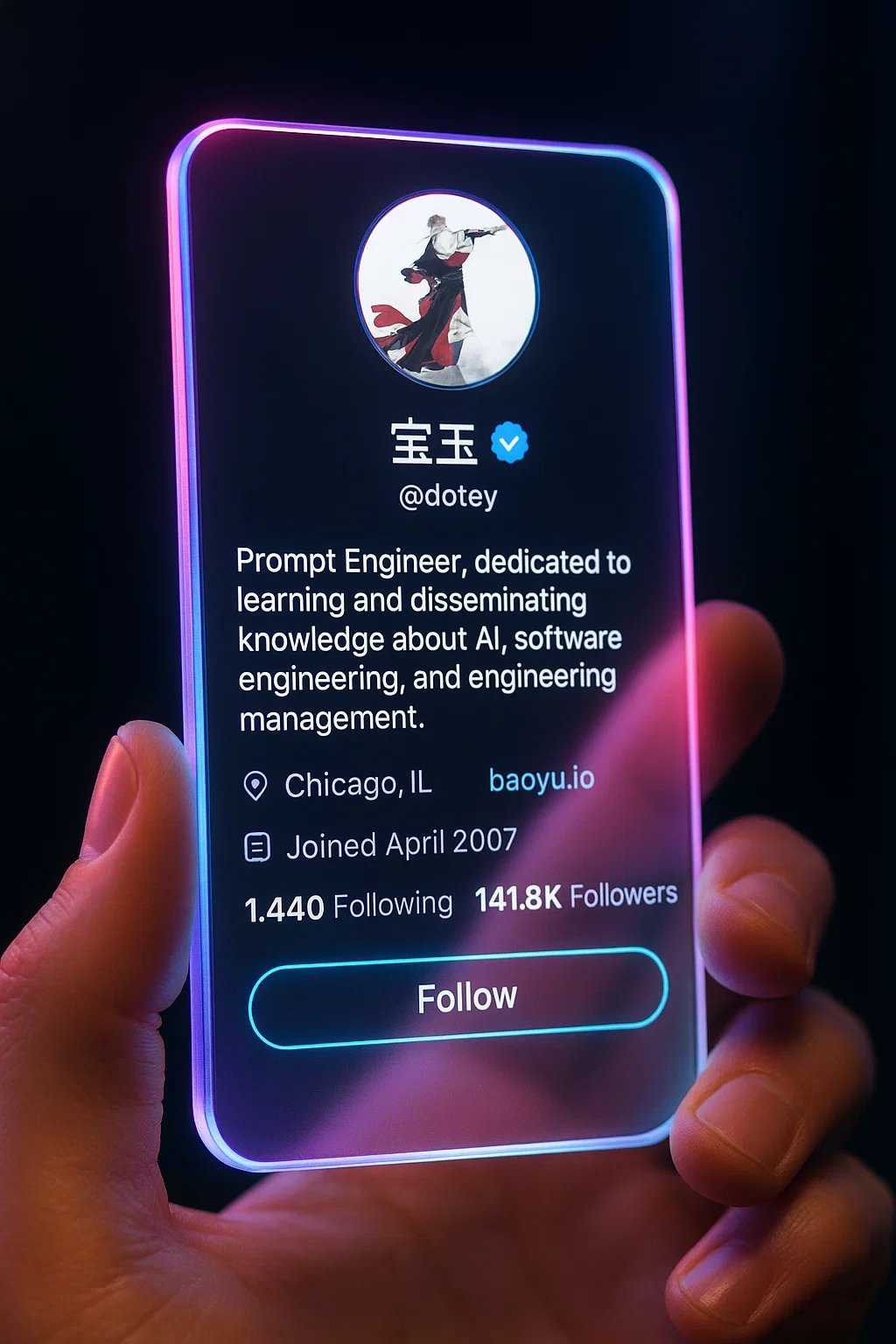 Photos of future cyber-aesthetic social media app interfaces.