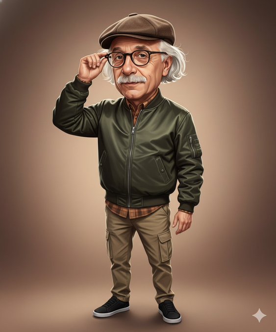 A middle-aged man in a digital manga.