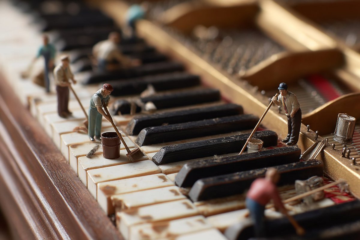 The little person who cleans the piano keys.