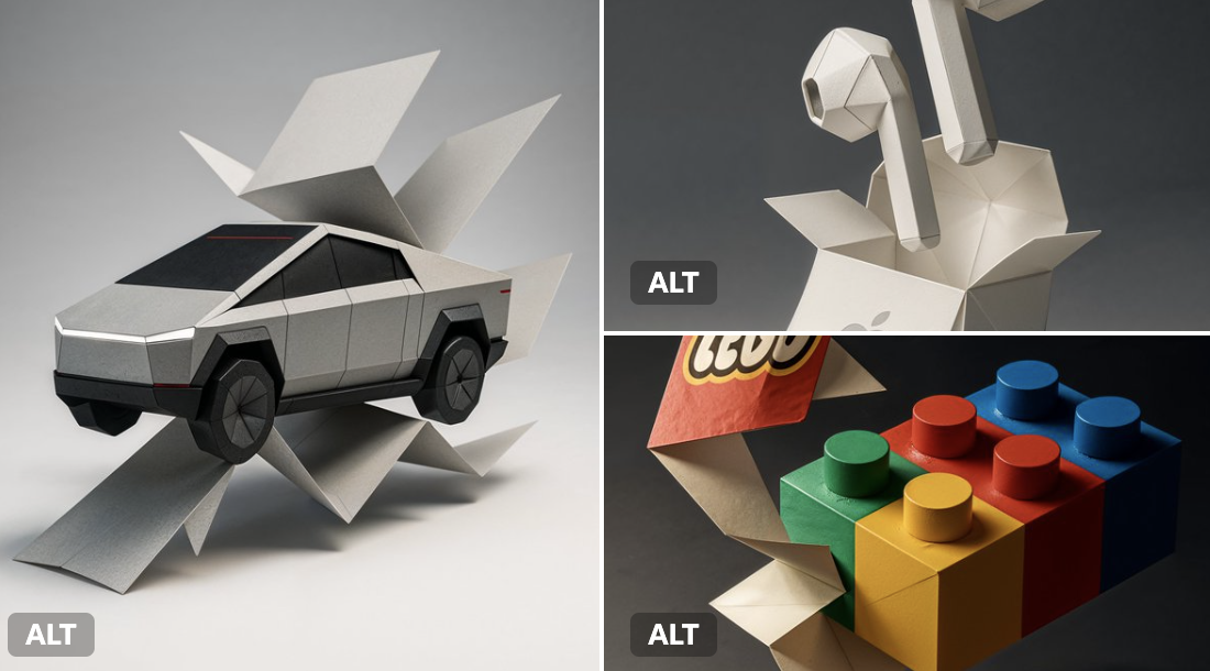 Brand-name origami paper.