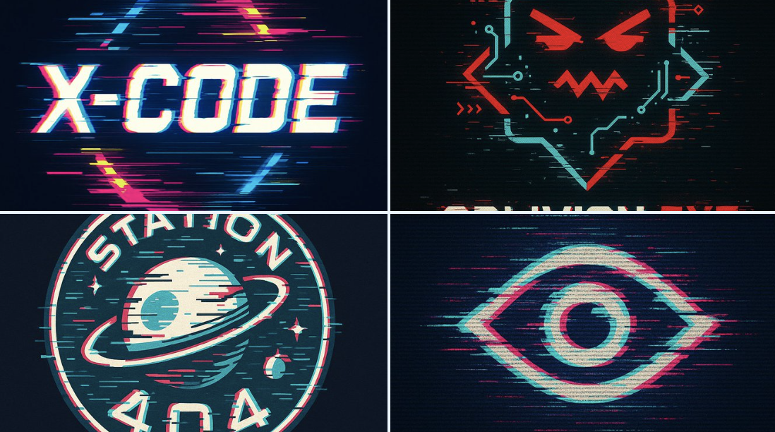 Glitch vector logo style
