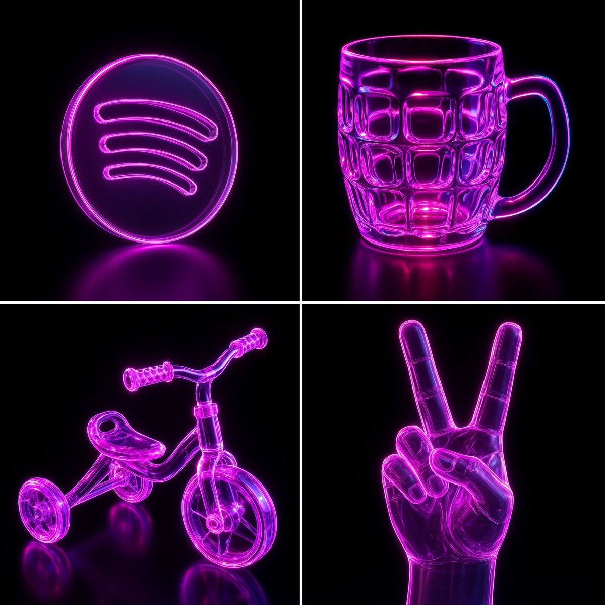 Neon glass glows.