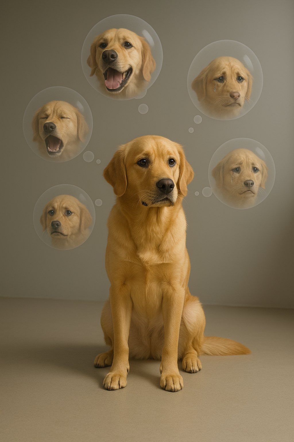 Thought bubbles for different emotional states.
