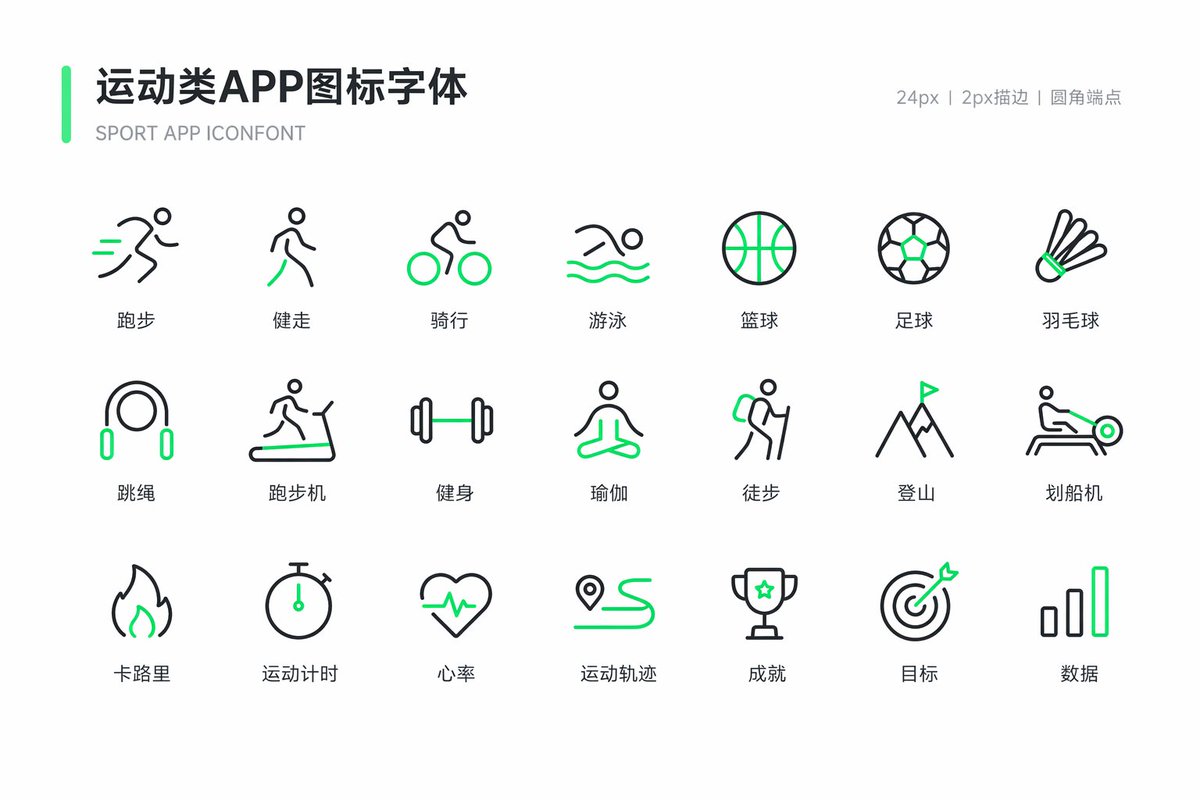 Generate a set of iconfont for a sports app