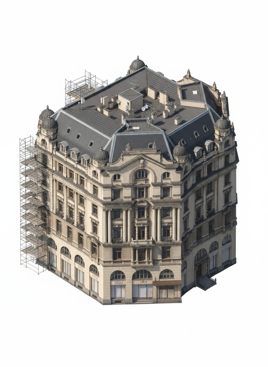 Isolate the 3D buildings and create isometric models. 2