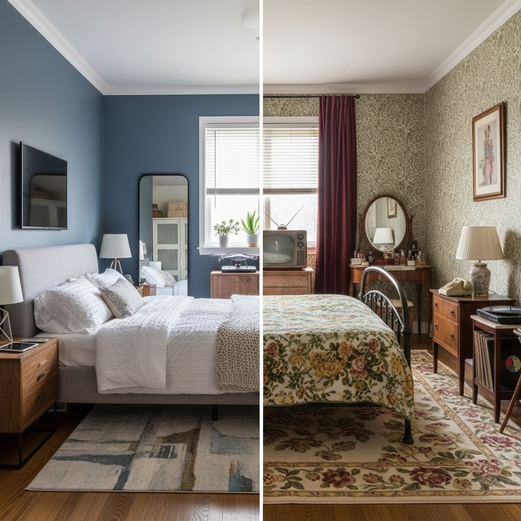 a split-screen, side-by-side comparison photo