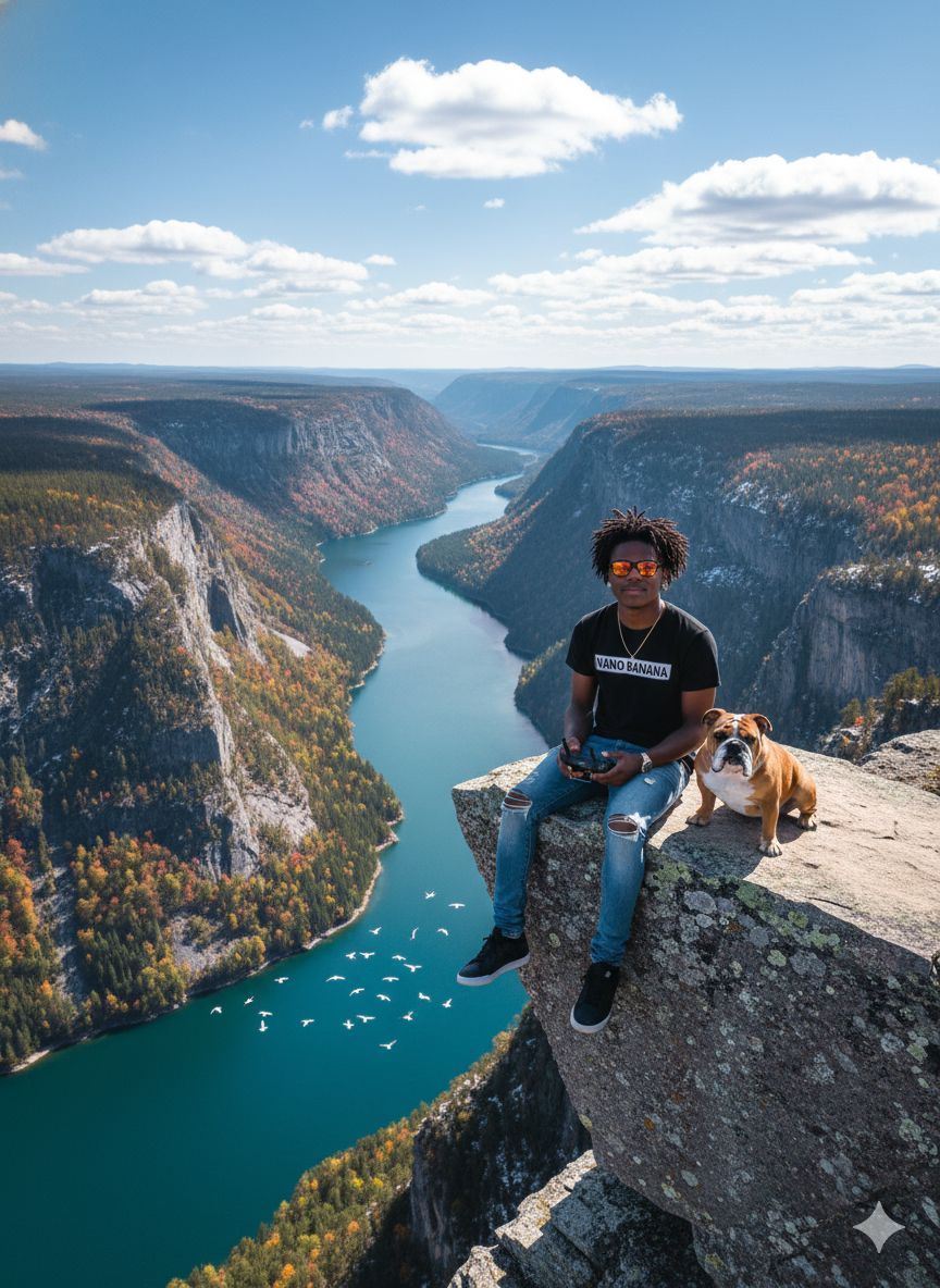 A wonderful experience of flying a drone by a cliff with my dog. 2