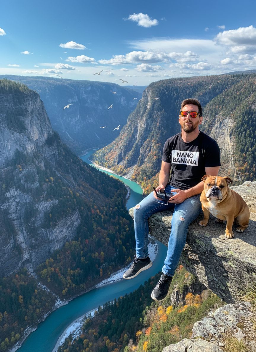 A wonderful experience of flying a drone by a cliff with my dog. 3