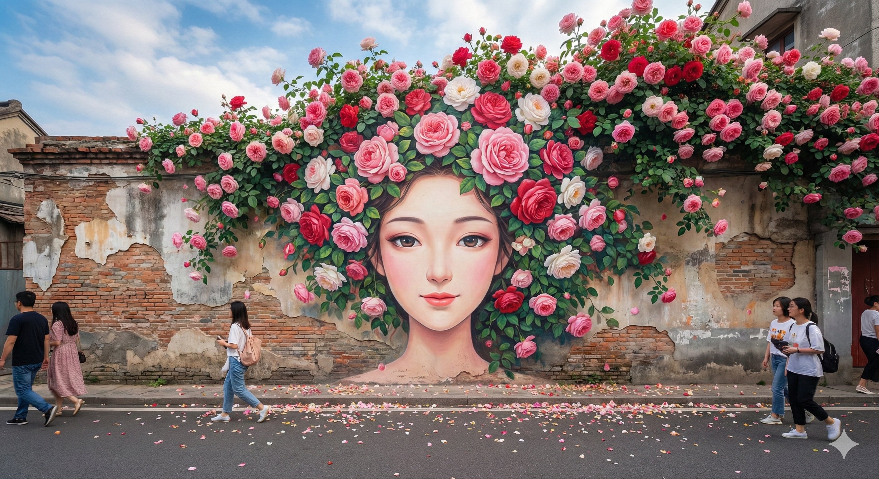 Nano Banana Pro created the “Luolian Maiden” mural, with details that are both lifelike and dreamlike, almost surreal.