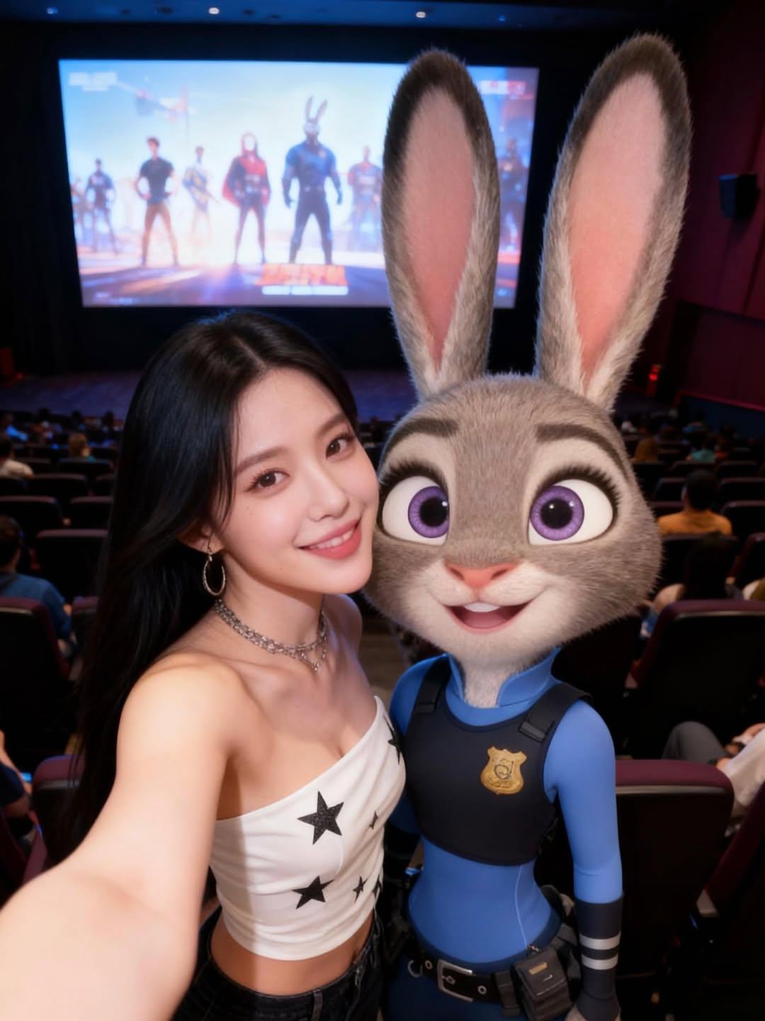 Selfie post: A heartwarming photo with Disney's police rabbit Judy Hopps.