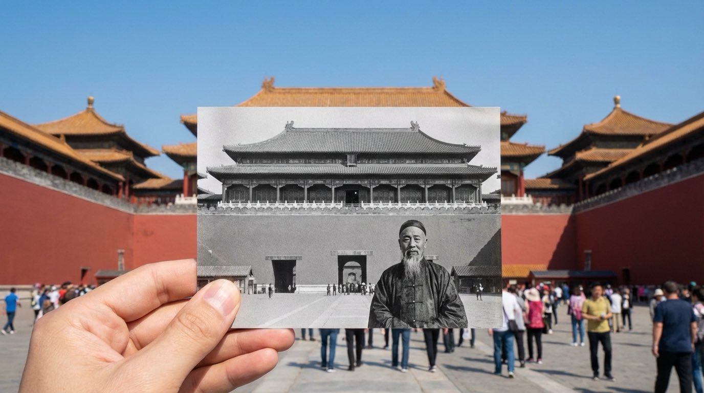 南京夫子庙黑白老照片与现代建筑的超真实叠加 3