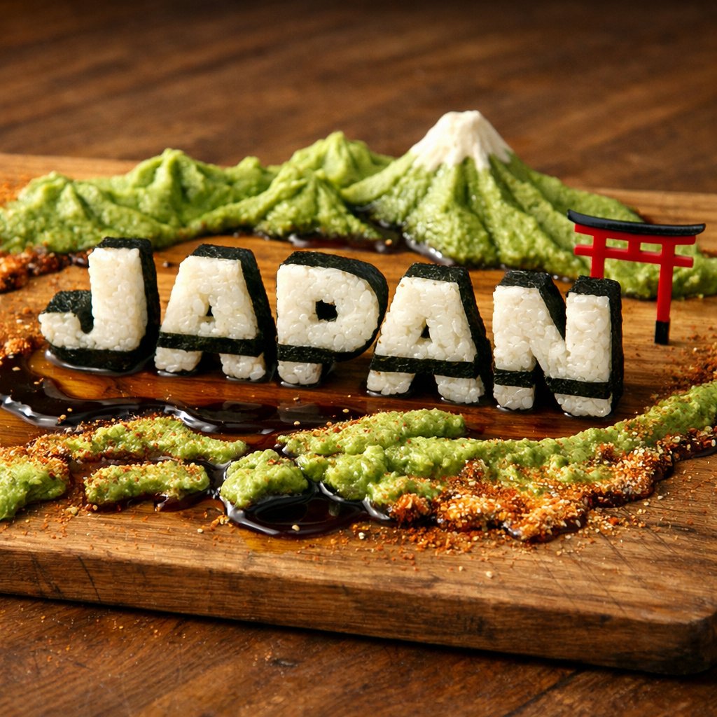 A charcuterie style board presents JAPAN as an edible sculptu... 2