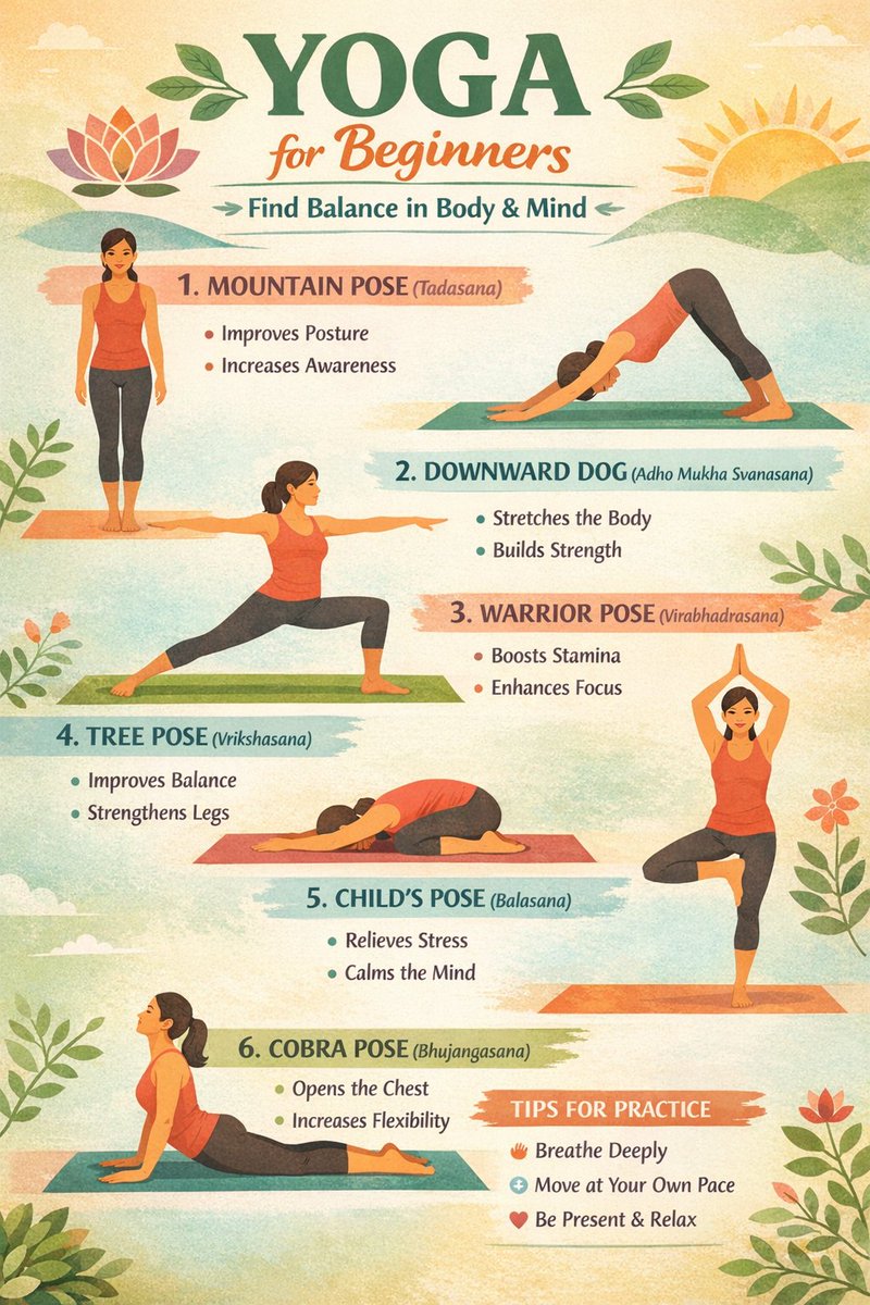 create an infographic with an indian man with different yoga... 2
