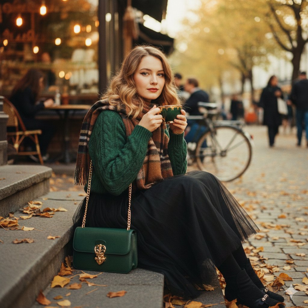 A cinematic 1970s inspired fashion portrait of a graceful you... 2
