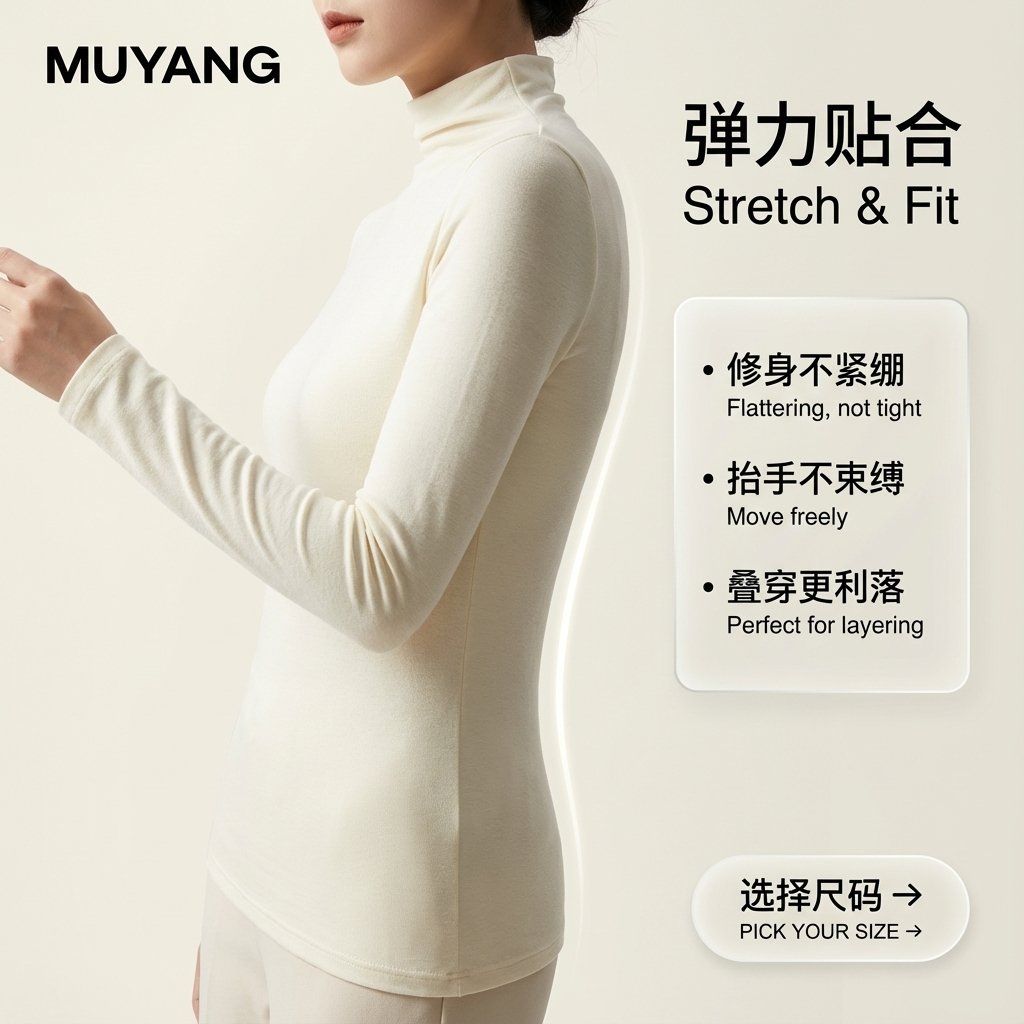9:16 portrait-oriented, high-end minimalist fashion product poster. Soft studio natural daylight, warm off-white gradient background (cream and oatmeal), the image is extremely clean. Delicate Asian female model (...). 2