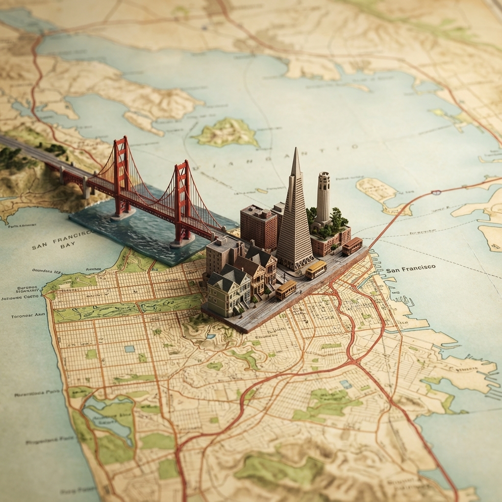 A realistic, highly detailed geographic map viewed from above...