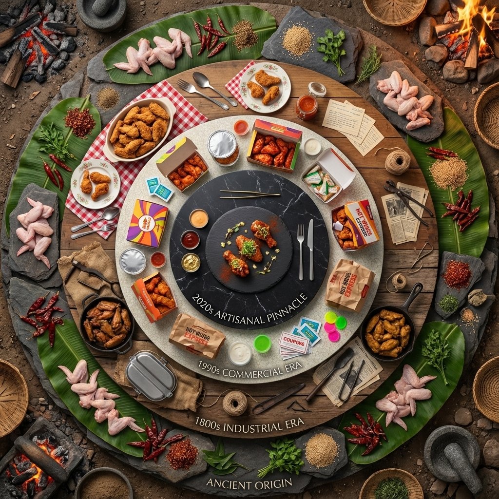 Use the Nano Banana Pro to visualize a miniature landscape of food history across five eras. 2