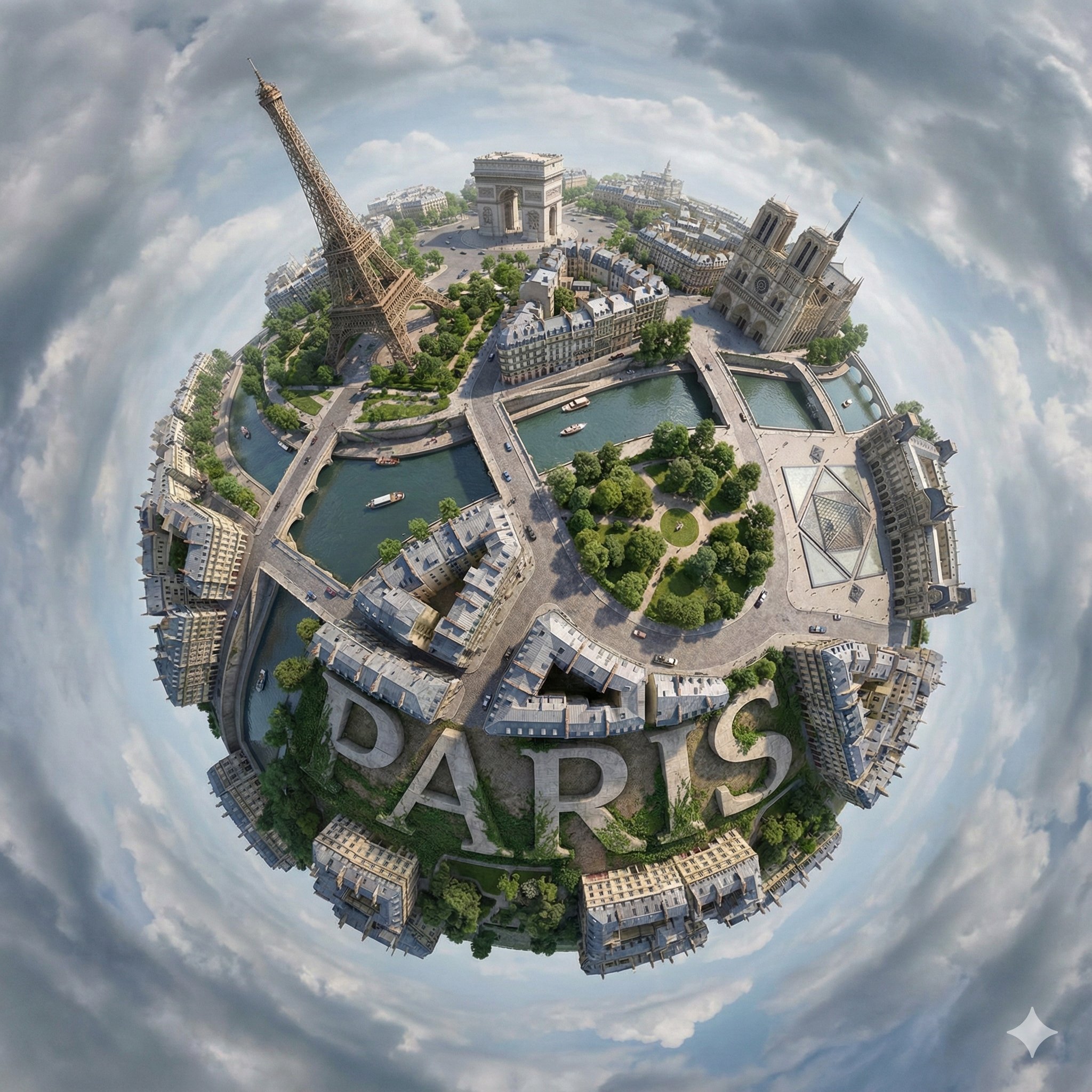 Create a hyperrealistic, surreal spherical panorama of [CITY... 2