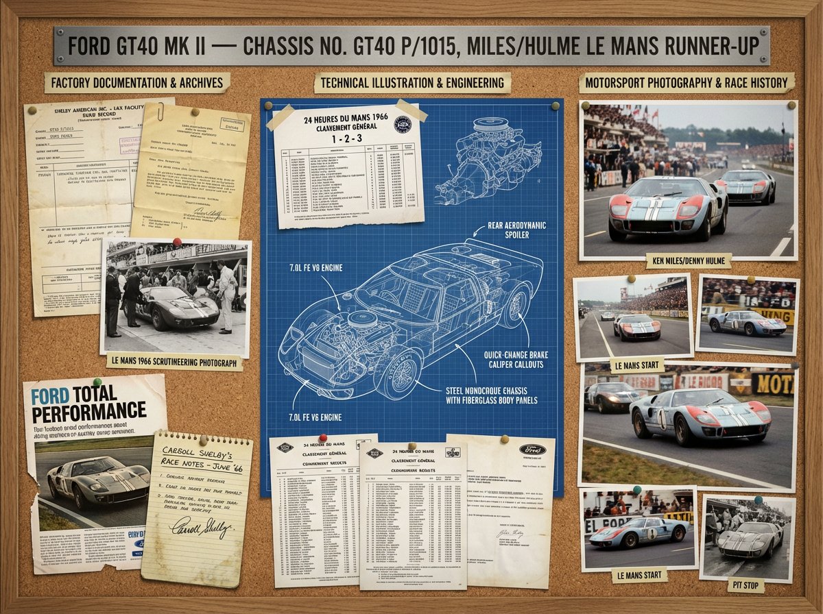 A marque historian's documentation board for [VEHICLE] — [MOD... 2