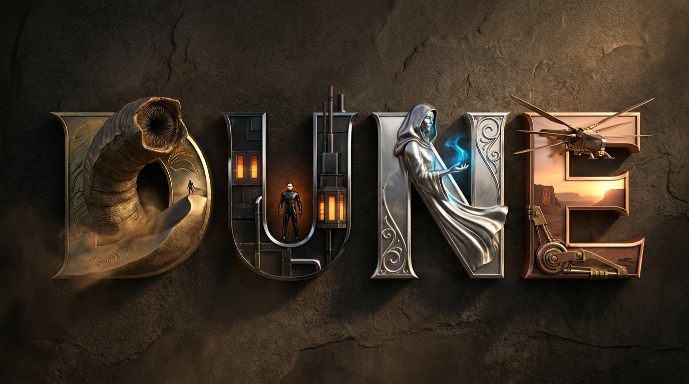 Create a high quality 3D metallic typography composition of t... 2