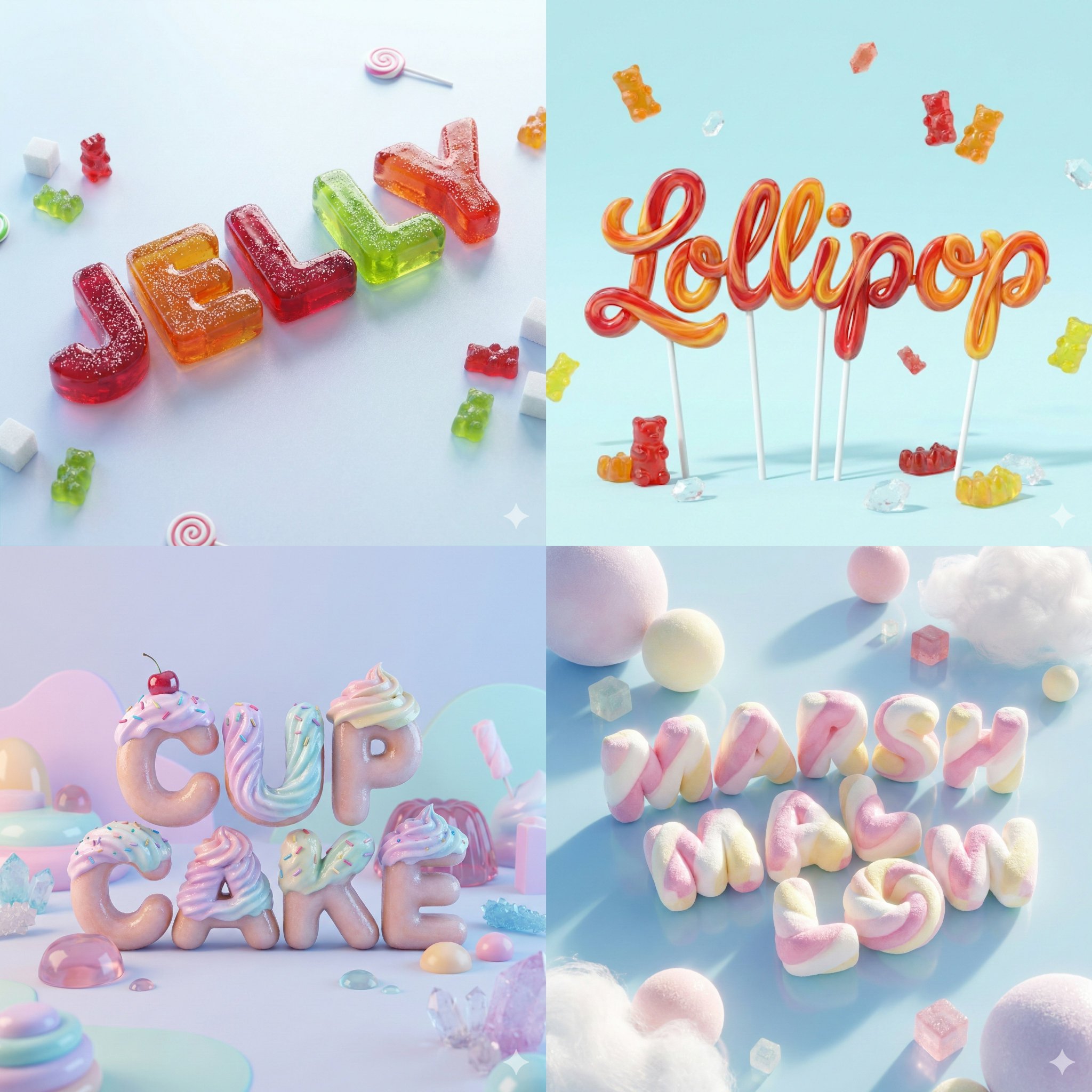 A smooth, ultra realistic 3D render of the word [YOUR WORD] s...